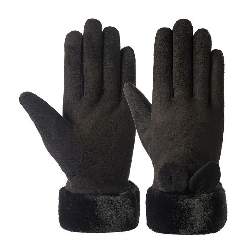 Женские перчатки с сенсорным экраном, толстые шерстяные морозостойкие уличные Верховые перчатки для зимы