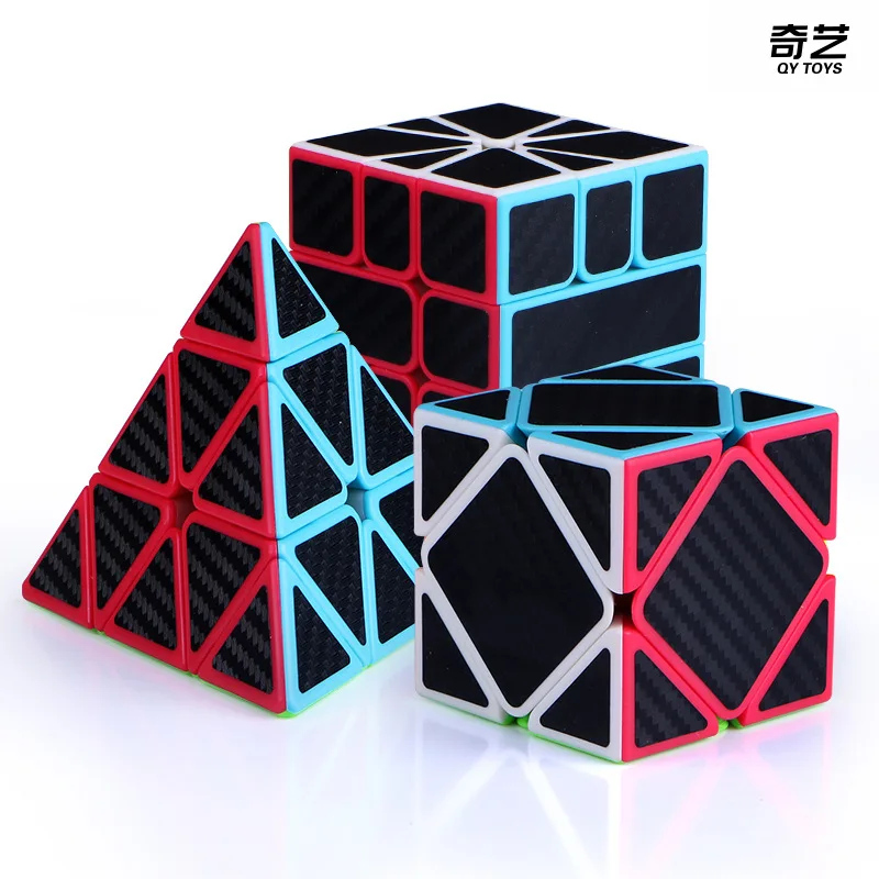 Qiyi 2X2 3X3 4X4 5X5 странной формы углеродного волокна наклейка Скорость магические кубики Neo Cubo головоломки игрушки для детей подарок на день рождения