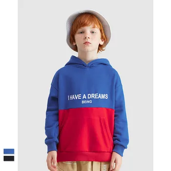 

Ouyang&Ivan Children's Cotton Hooded Sweatshirt 2019 Autumn New Brand Letter Print Stitching Sweater Boys and Girls Loose Top