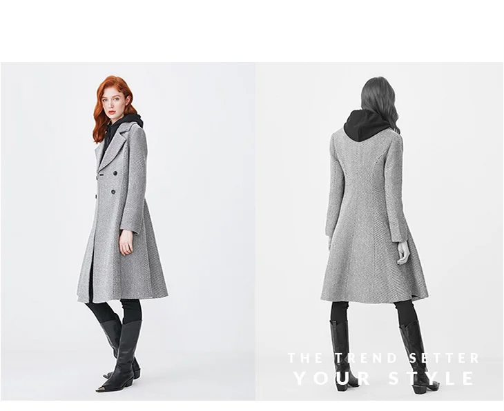 Избранное Женское шерстяное пальто средней длины из смешанной шерсти с саржевым покрытием S | 419127503