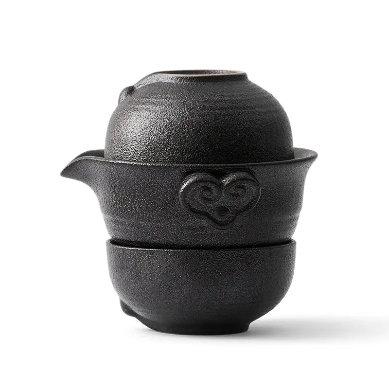 Chinese Kung Fu Tea Set 1teapot 2teacups Travel Ceramic Pottery Tea Cups for Teaware Outdoor Cups Of Ceremony