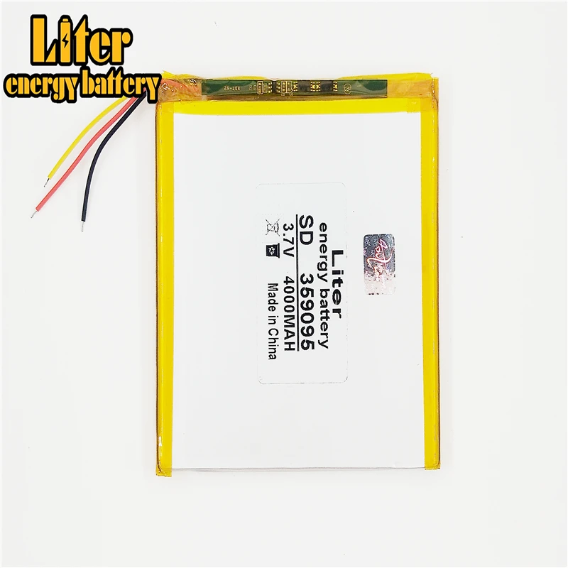 3 line 3.7 V 4000 mah tablet battery gm lithium polymer battery 359095 Li-ion for MP3 MP4