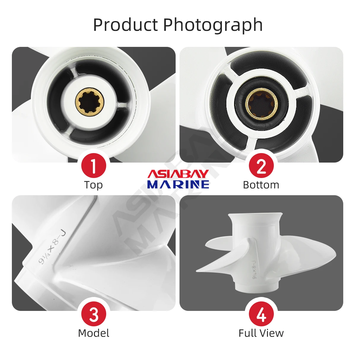 Marine Propeller For Yamaha Outboard Propeller 9-1/4 x 8 Aluminum Alloy Screw 3 Blade 8 Spline Tooth Part #63V-45947-00 for 9.9-15HP Boat Motors