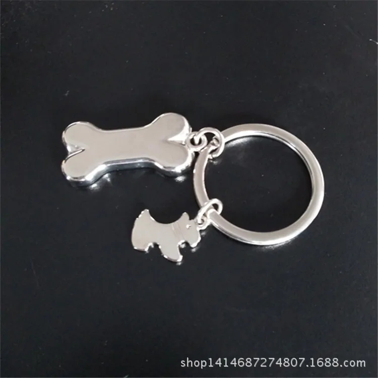 Currently Available Wholesale Metal Creative Pet Shop Small Gifts Cartoon Animal Puppy Bone Environmentally Friendly Key Chain C