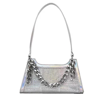 

2020 Fashion Bling Bling Lady's hand bag Female Subaxillary Bags crossbody bag for women Chain Laser summer shoulder bag