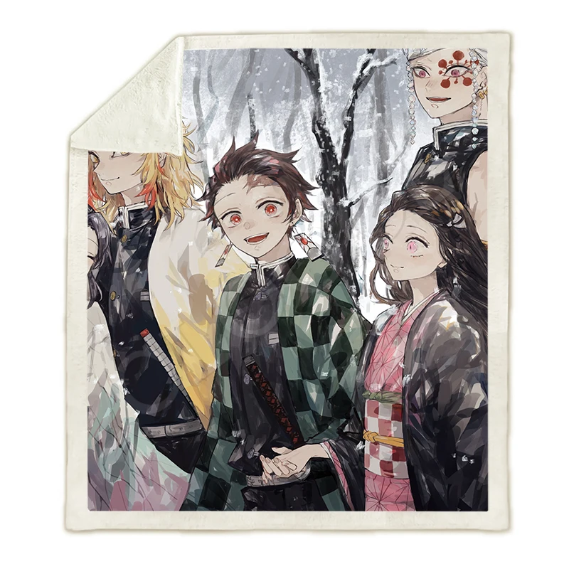 Аниме демон убийца Kimetsu No Yaiba одеяла 3D принт модный диван путешествия молодежное постельное белье пледы одеяла плюшевое одеяло - Цвет: Blanket 9