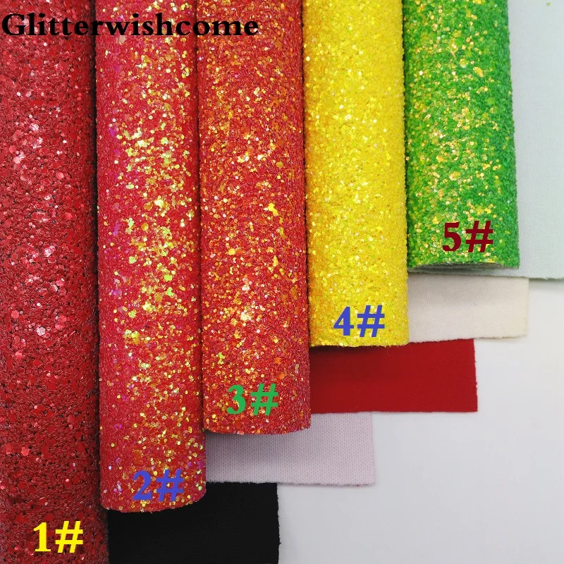 Синтетическая кожа Glitterwishcome 21 х29 см Размер A4 крупная блестящая винил для бантов
