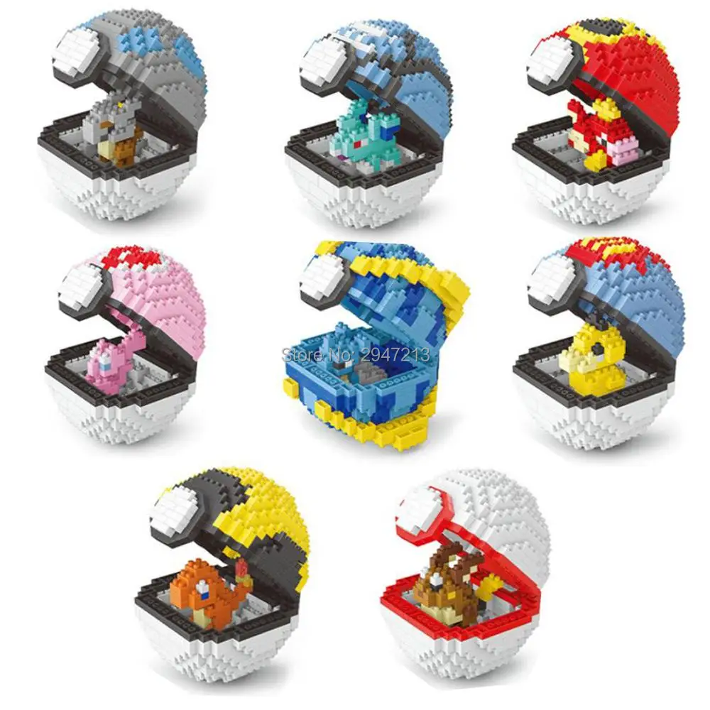 

hot LegoINGlys classic Pikachu Lapras Magikarp Mew Charmander Squirtle psyduck ball mini micro diamond blocks nano bricks toys