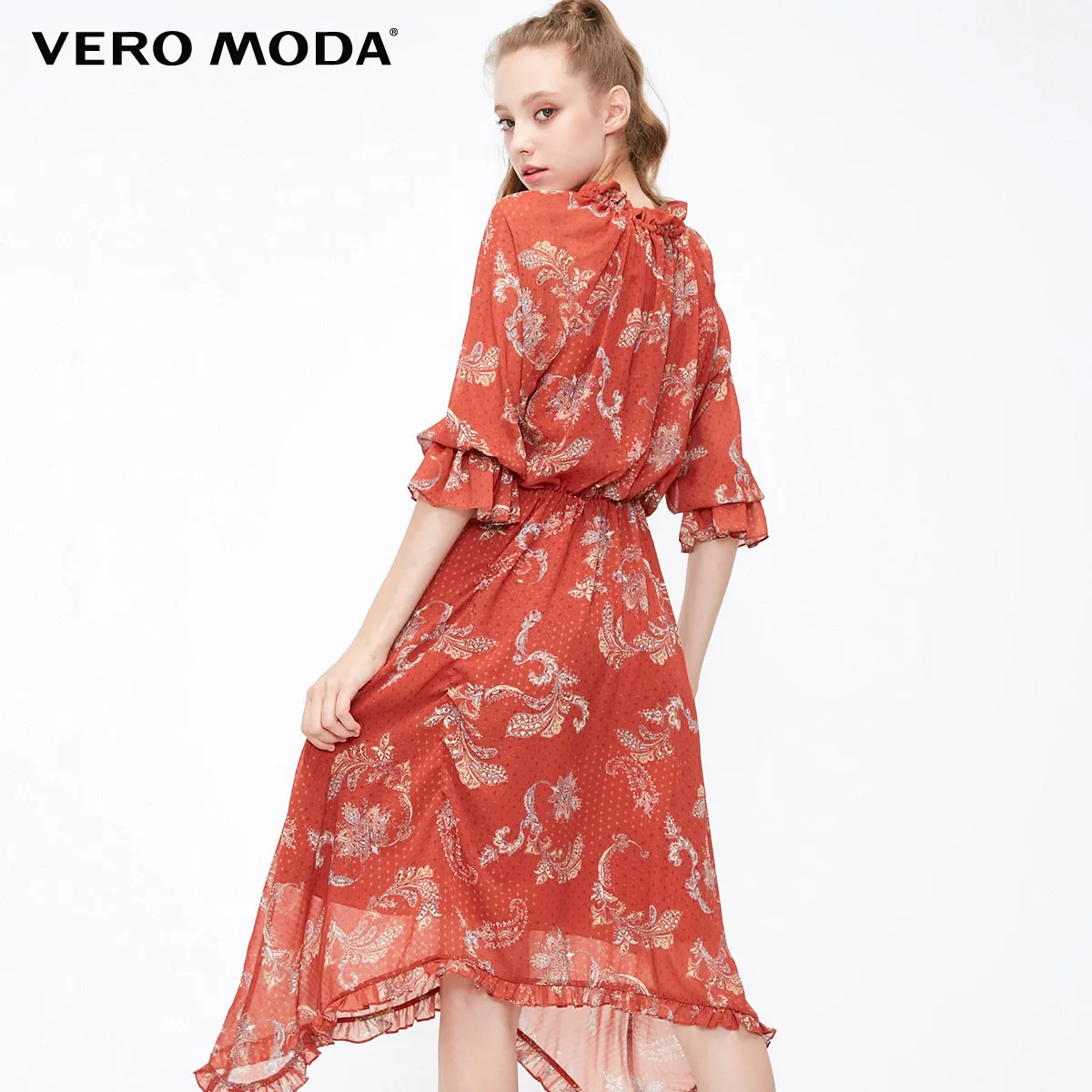 Vero Moda Новое поступление винтажное шифоновое длинное платье с рукавами реглан и принтом | 31847C506