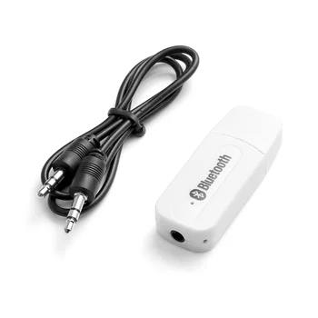 

New USB Bluetooth Wireless 3.5 MM Stereo Audio Music Receiver Adapter DONGLE AUX A2DP Bluetooth AUX Handsfree Car Kit White
