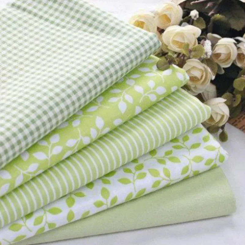 Booksew 100% хлопковая ткань 5 шт. зеленая клетчатая полоска цветочный для шитья