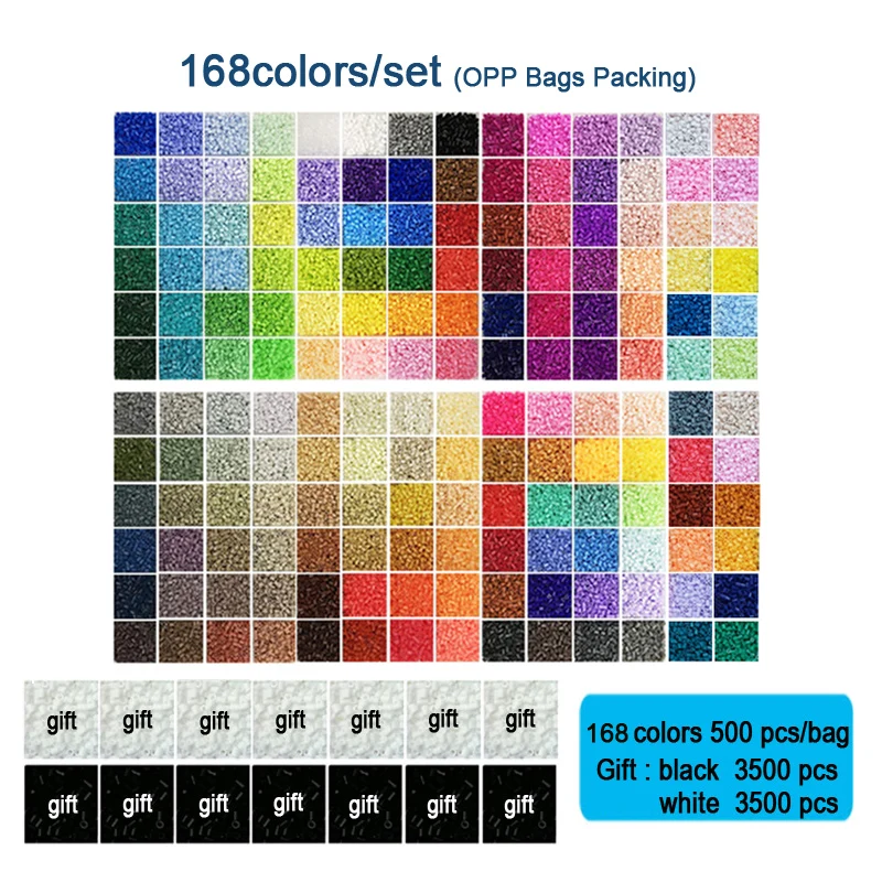 168colors/set Yantjouet 2.6mm EVA Mini Beads kit Gift Black/White 3500pcs Hama Beads Fuse Beads Diy Puzzles Iron Beads