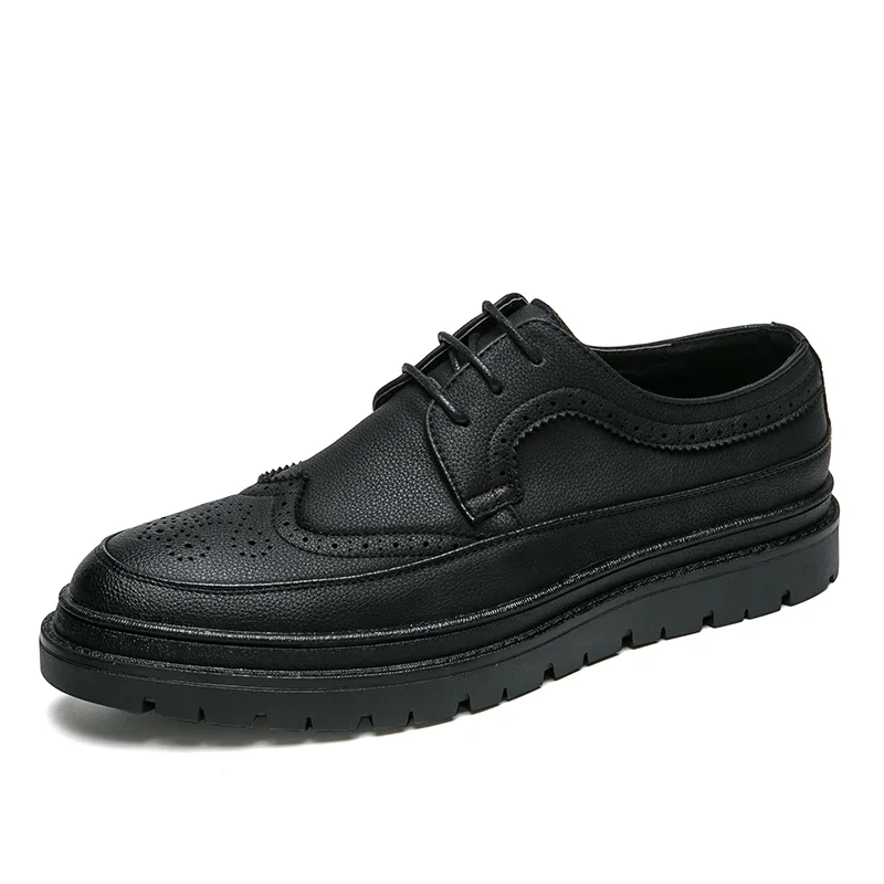 

British version men shoes genuine leather thick sole brogue casual shoes male moccasins breathable footwear wholesale