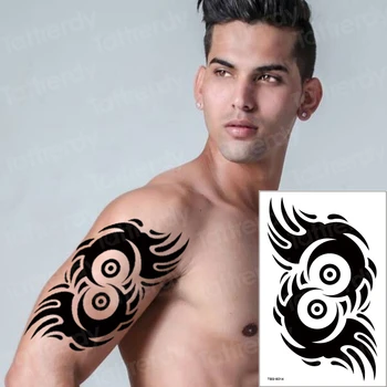 

New Black Cyclone Totem Cool Men Waterproof Fire Tatoo Eagle Lotus Mandala Eye Flame Totem Water Transfer Fake Tatto For Man
