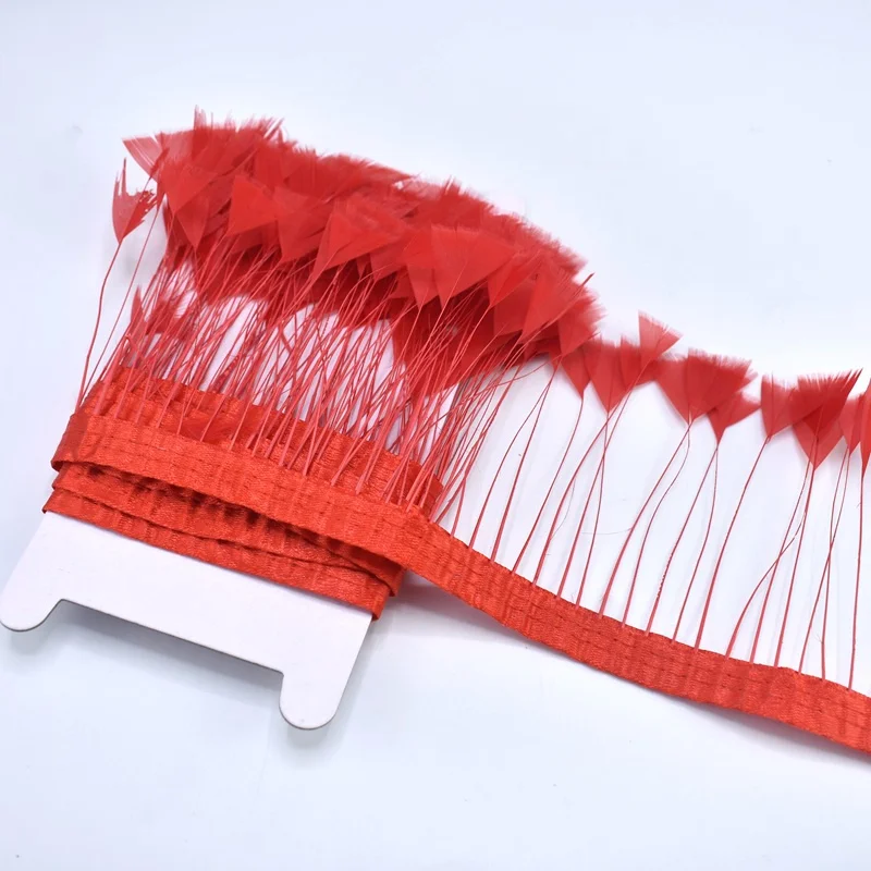 

2Meter Red Color Goose Feathers Trims Christmas Party Wedding Decorative 8-10cm DIY Feather for Needlework Sewing Clothes Dress