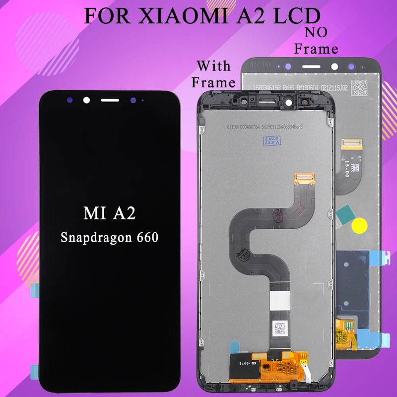 

Catteny Promotion For XiaoMi Mi A2 Display Touch Panel Glass Screen Digitizer Assembly Mi 6X Lcd For Xiaomi A2 Lcd With Frame