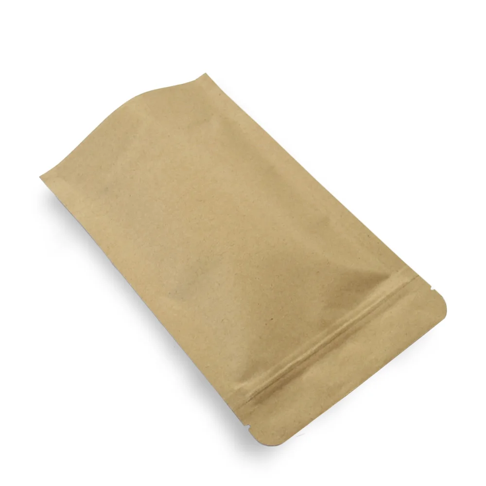 50 pcs/lot 17x24cm Resealable Kraft Paper Zip lock Stand Up Mylar Foil Bags Coffee Tea Snack Pet Food Smellproof Storage Pouch