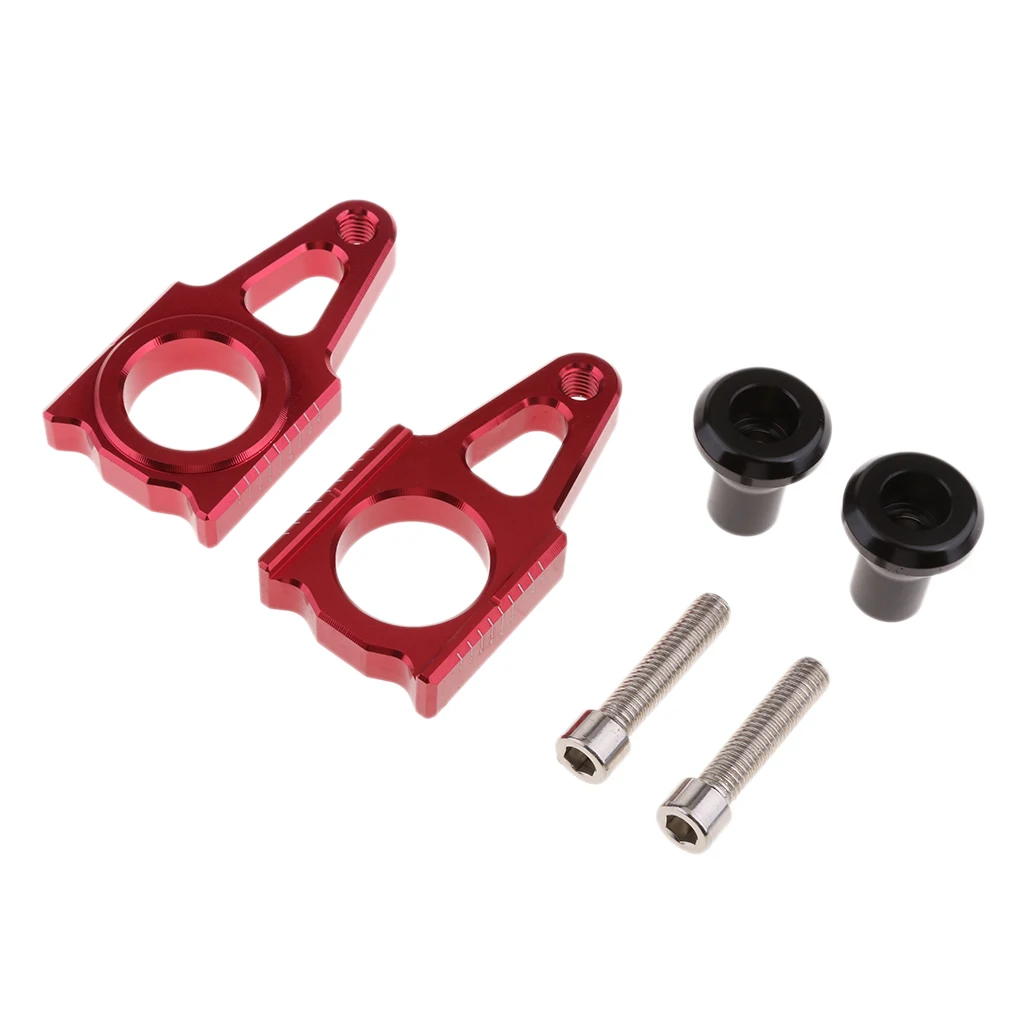 CNC Rear Chain Adjuster Red Axle Block Fit for Honda CRF450R 2002 2014