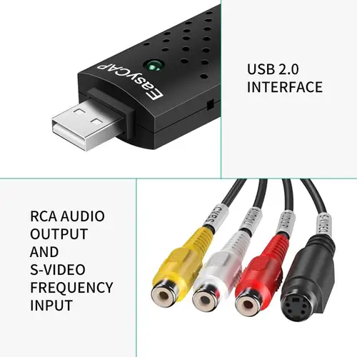 핫 세일! USB 2.0 이지캡 캡처 어댑터 카드, TV 비디오 DVR 컨버터, 4 채널 비디오 TV DVD VHS 오디오 PC 캡처, 도착 5