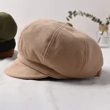 Женская Осенняя берет в стиле винтаж Кепка с короткими полями козырек таксистка газетчик восьмиугольная шляпа