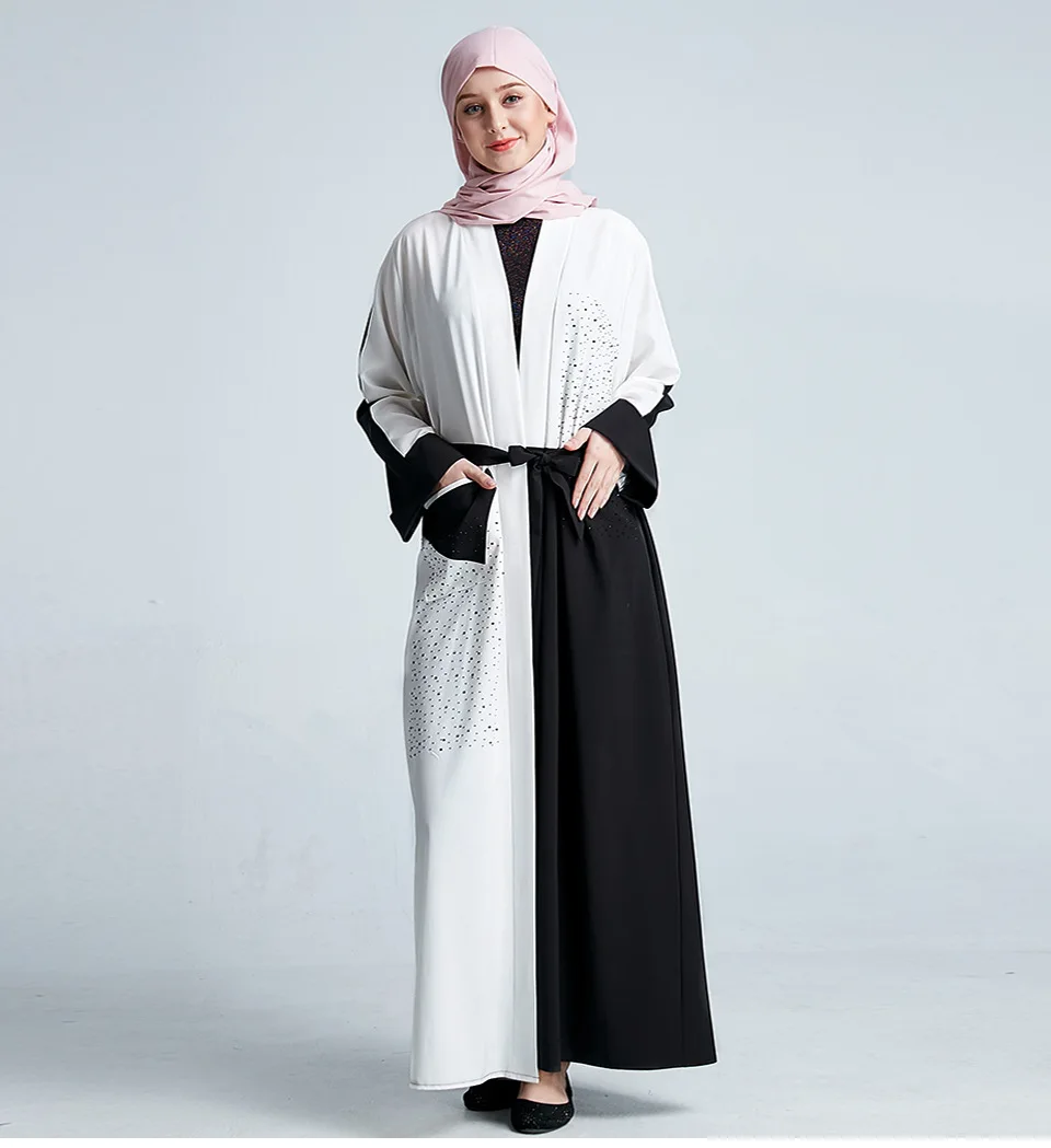 Роскошное Открытое платье абайя с блестками для женщин Дубайский мусульманский длинное платье Хиджаб Женский кардиган халат турецкое кимоно Исламская одежда
