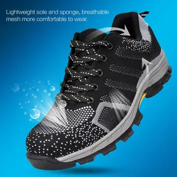

Men's Breathable Safety Shoes Steel Toe Punture Proof Work Boots Blue /Red/ Gray