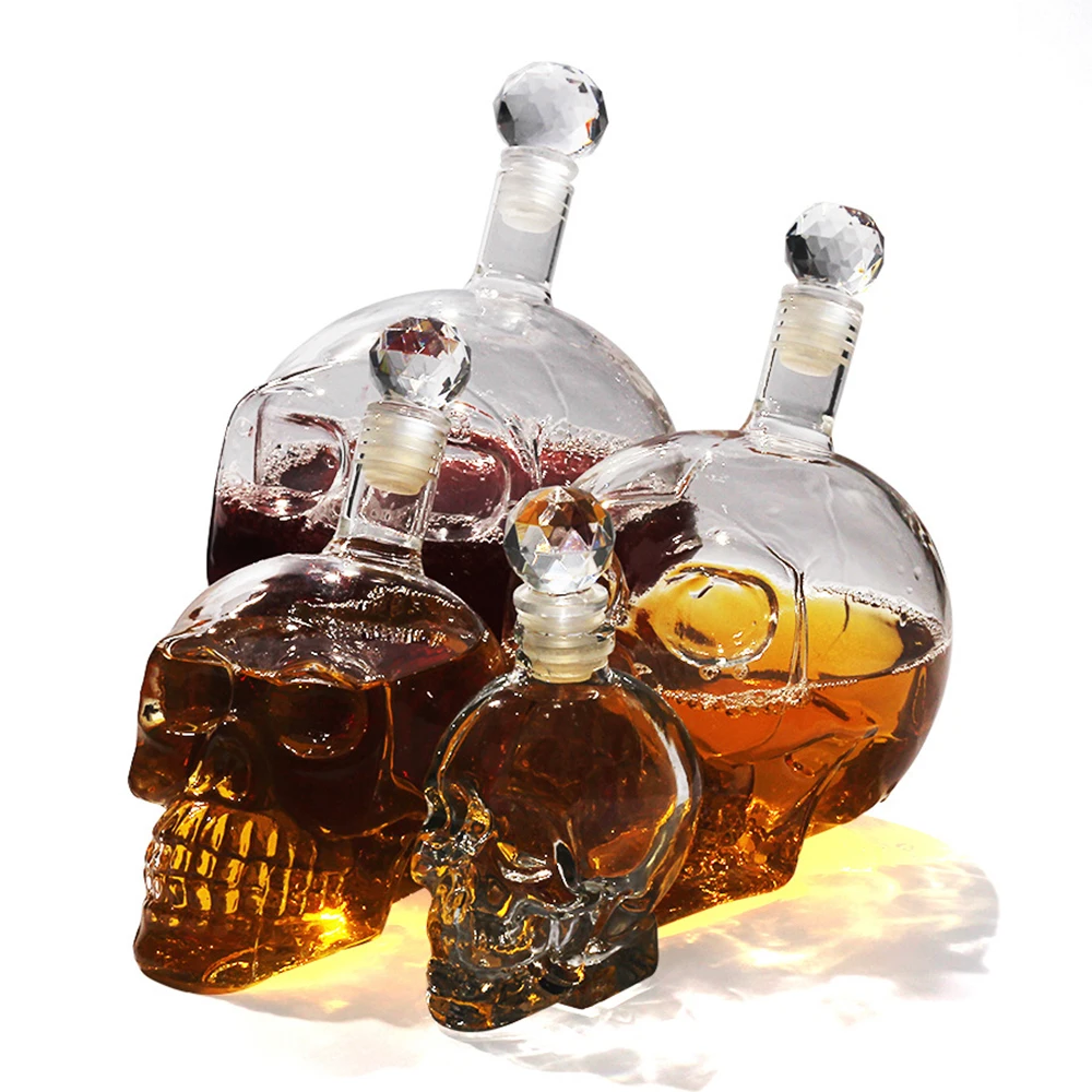 Crystal Skull Face Decanter Bottles Creative Glass Skull Vodka Bottle 125/350/550/1000ml
