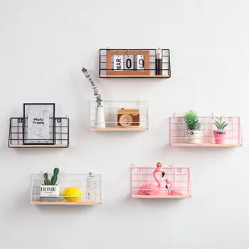 

Creative Nordic Style Metal Wall Decoration Shelf Kids Living Room Bedroom Decoration Organizer Storage Holders Home Decor