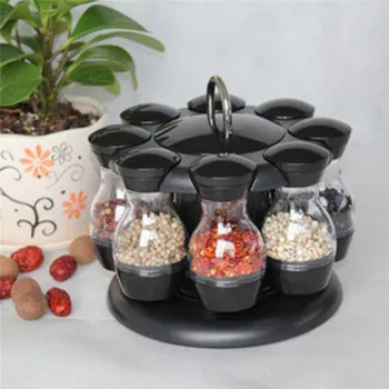 

New Rotating Spice Stand Holder Seasoning Storage Rack Pepper Salt Shakers Kitchen Organizer Shelf Condiment Sprays Box