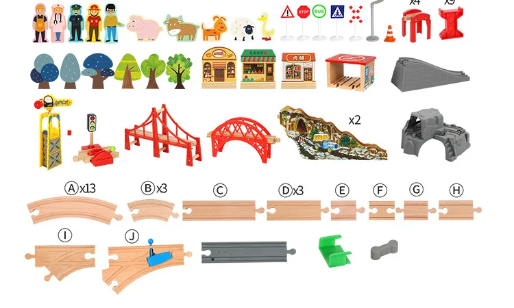 Деревянный Железнодорожный поезд деревянный маленький поезд трек парковка фартук вертолет костюм совместимый подарок игрушки для детей