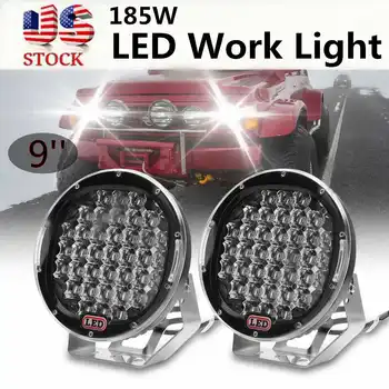 

New Off Road LED Work Light Bar 9" Round 3D Spotlight 185W for Car offroad Truck Tractor ATV SUV Driving Fog Lamp