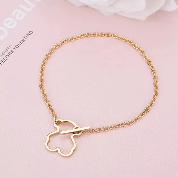 

European and American Bracelet Men and Women Personality Jewelry Fashion Simple and Generous Hollow Titanium Steel Bear Bracelet