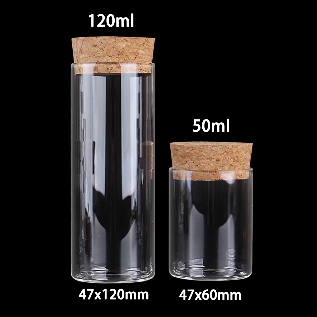 

12pcs/lot 50ml 120ml Glass Test Tube with Cork Stopper Glass Bottles Jars Vials Salt Container for Wedding Favors DIY Craft