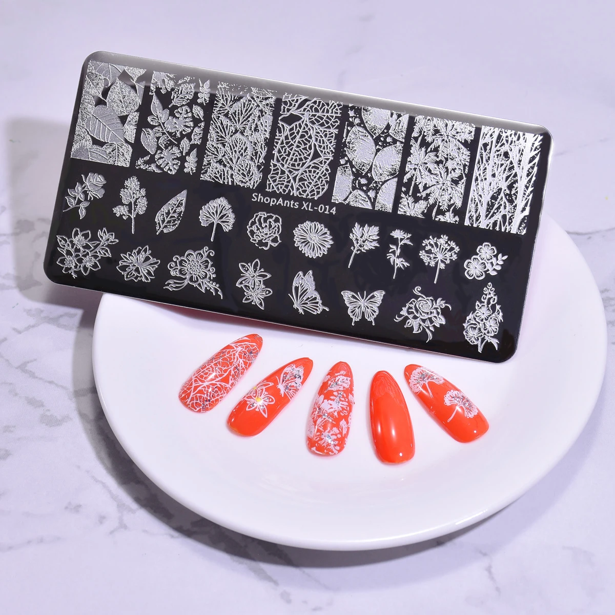 Stainless Steel 6*12cm Nail Stamping Plate Butterfly Leaves Tree Print Image Stencil Nail Art Stamp Templates 3