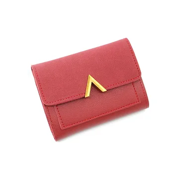 

New Women Wallet Cute PU Leather Purse Heart-shaped Decoration Short Multi-card Wallet Purse Buckle Clutch Mobile Phone Student