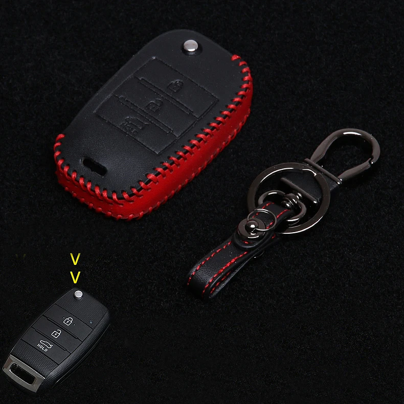 3 button black red Lsrtw2017 Натуральная кожа Автомобильный ключ сумка Стайлинг для Kia K3 Kia Cerato интерьерные молдинги аксессуары 2012 - Название цвета: 3 button black red
