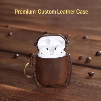 

Retro Leather Case Protective Hook Bag for Apple AirPods 1/2 Wireless Earphones Charging Box Storage Case Full Cover Protector