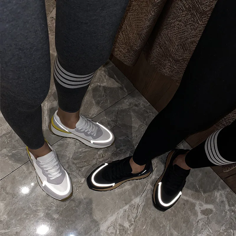 FEDONAS Ins 2021 Luminous Women Sneakers Mixed Colors Platform Casual Shoes Genuine Leather Cross Tied Running Sport Shoes Woman