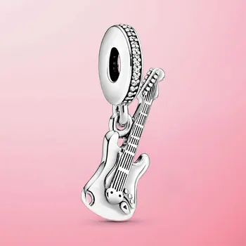 

Fine Jewelry 925 Sterling Silver Electric Guitar Dangle Charm Beads Fit Original Pamura Bracelet S925 Silver Jewelry Gift