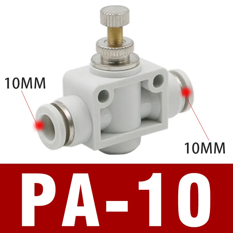 10 шт. пневматический клапан дроссельной заслонки 6 мм 8 мм 10 мм 12 мм OD шланг Труба Газовый поток отрегулирующий клапан соединитель фитинг скорость воздуха нажимной фитинг - Цвет: PA-10 white