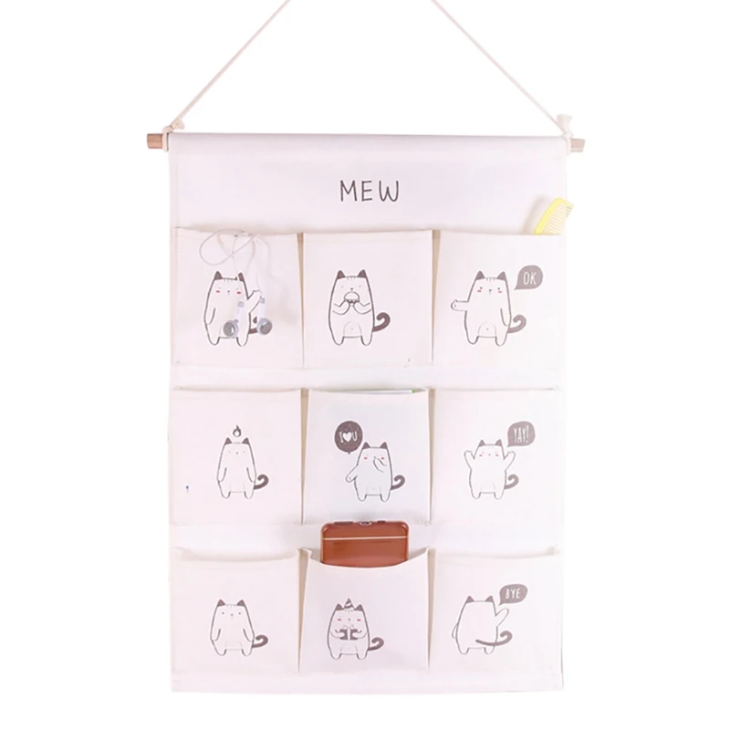 Льняная хлопковая тканевая настенная дверная для шкафа подвесная сумка хранения