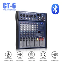 Хороший звук!, включающим в себя гарнитуру блютус и флеш-накопитель USB dj контроллер профессиональный микшер усилитель 6 каналов аудио цифровой эффект караоке Свадебные смеситель