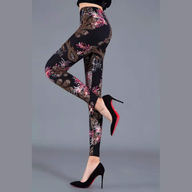 Women Floral Printed Exercise Colorful Peony flower Female Elastic Leggins High Waist Pants Push Up Trousers Fitness Leggings nvgtn leggings