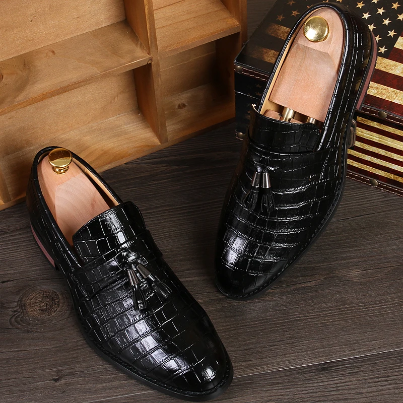 snake skin men leather shoes italian luxury elegant male dress tassel formal footwear designer oxford shoes for men moccasins (13)