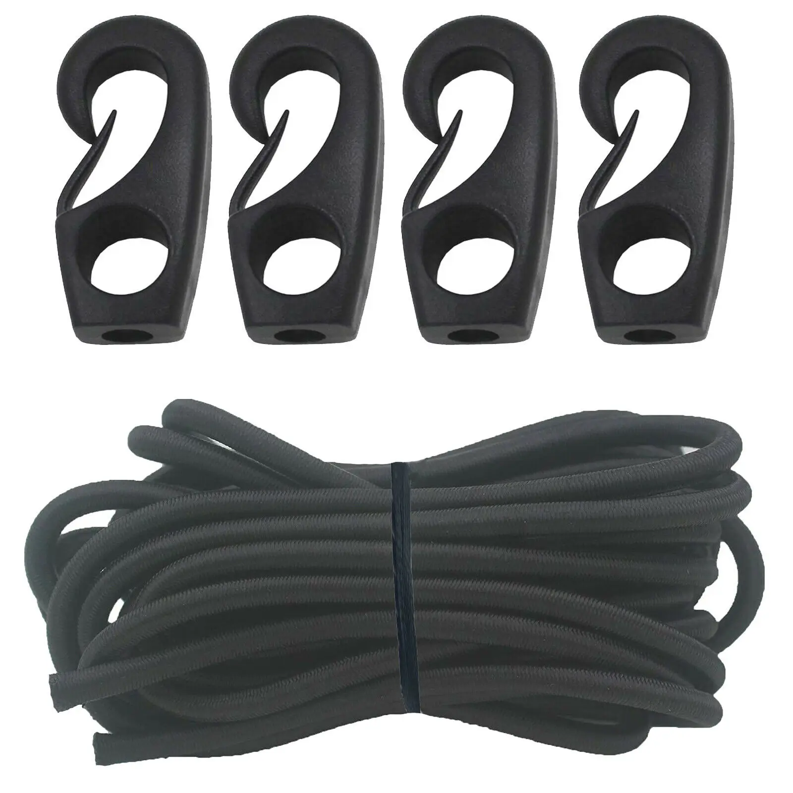 1/4&quot X 20 Feet Bungee Rope + 4/PK Shock Cord End Stop Hook Strap Tie Downs | Инструменты