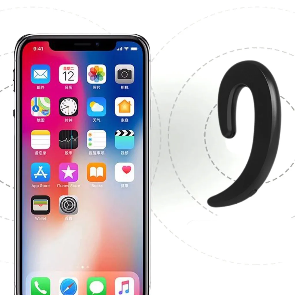 Наушники с костной проводимостью, Беспроводная Bluetooth спортивная Гарнитура, стереонаушники, универсальные, для вождения, музыки, свободные руки, для деловых разговоров#20