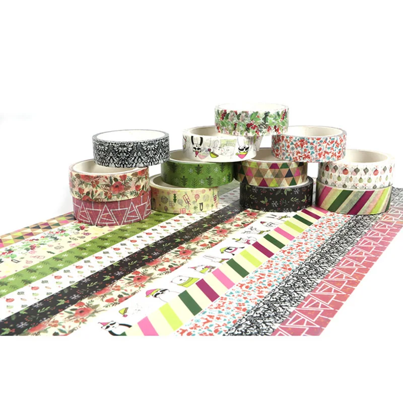 

1PC Decorative Snow, Deer, Christmas Tree Washi Tape Rice Paper DIY Adhesive decoration tape for home Xmas washi tape paper 5M