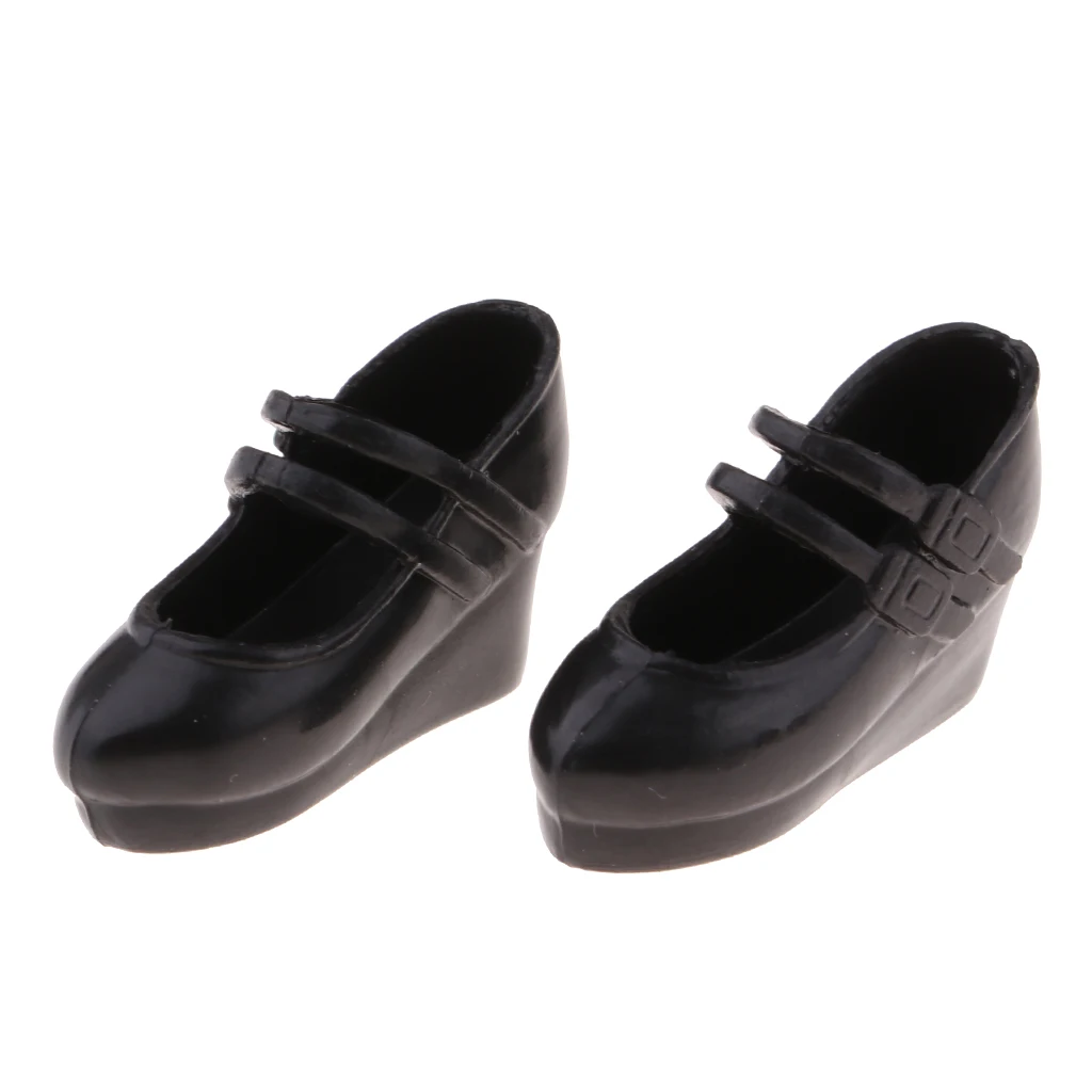 Black Single Shoes Slope Heels For 12inch Blythe Pullip 1/6 BJD MSD Doll Toy