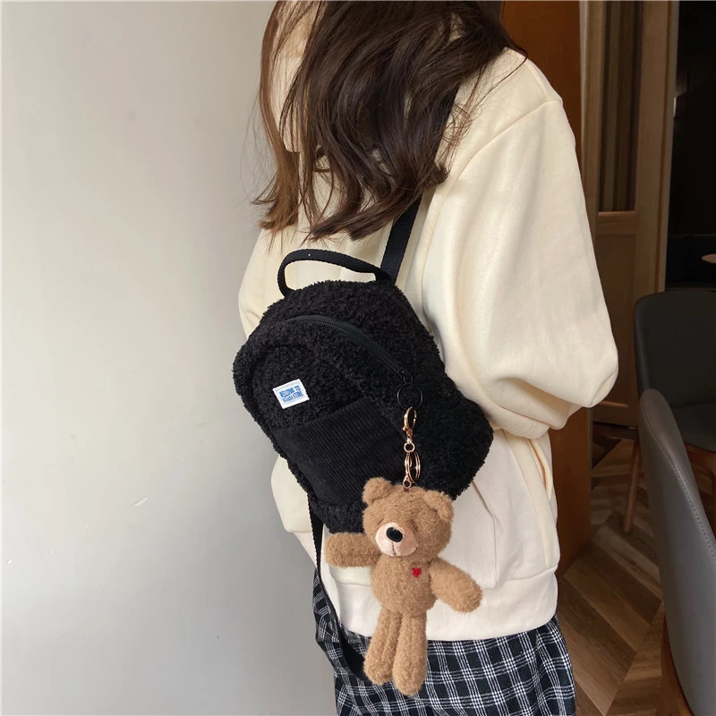 Bolsos la moda para mujer, morrales pequeños coreanos de felpa de pana para mujer, Mini bolsos para mujer, nuevo Bolso para teléfono|Mochilas| -