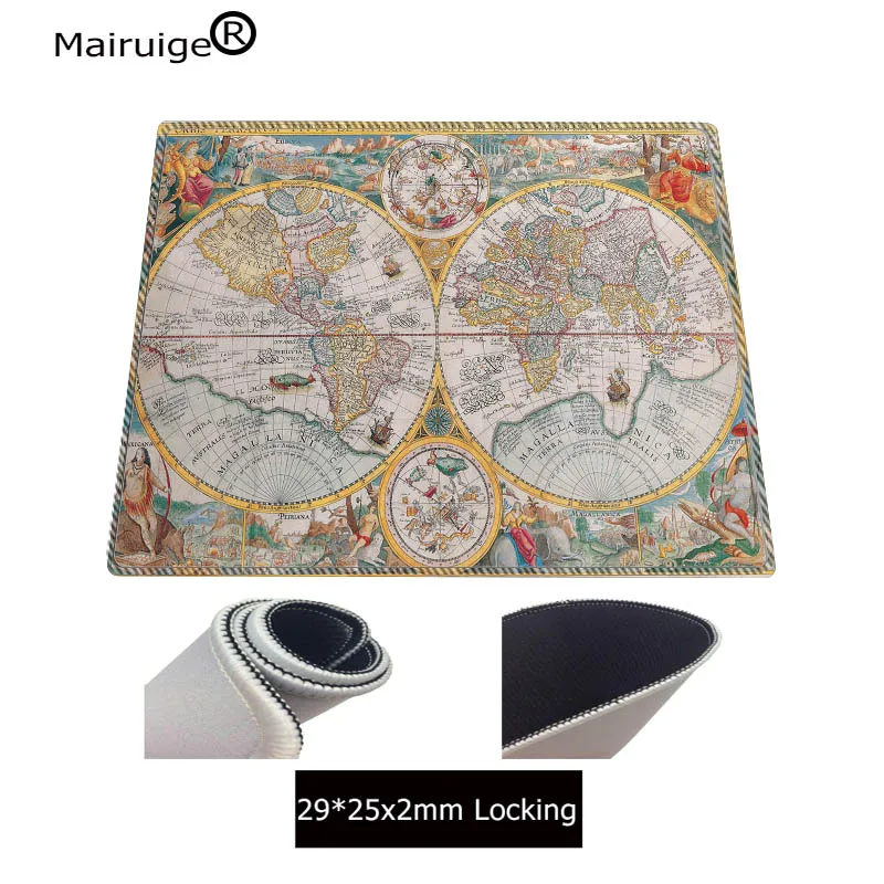  fashion Old World Map Large Locking Edge mouse pad Natural Rubber Computer Gaming mousepad Desk Mat